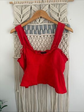 Zara Red Tie-Strap Peplum Camisole